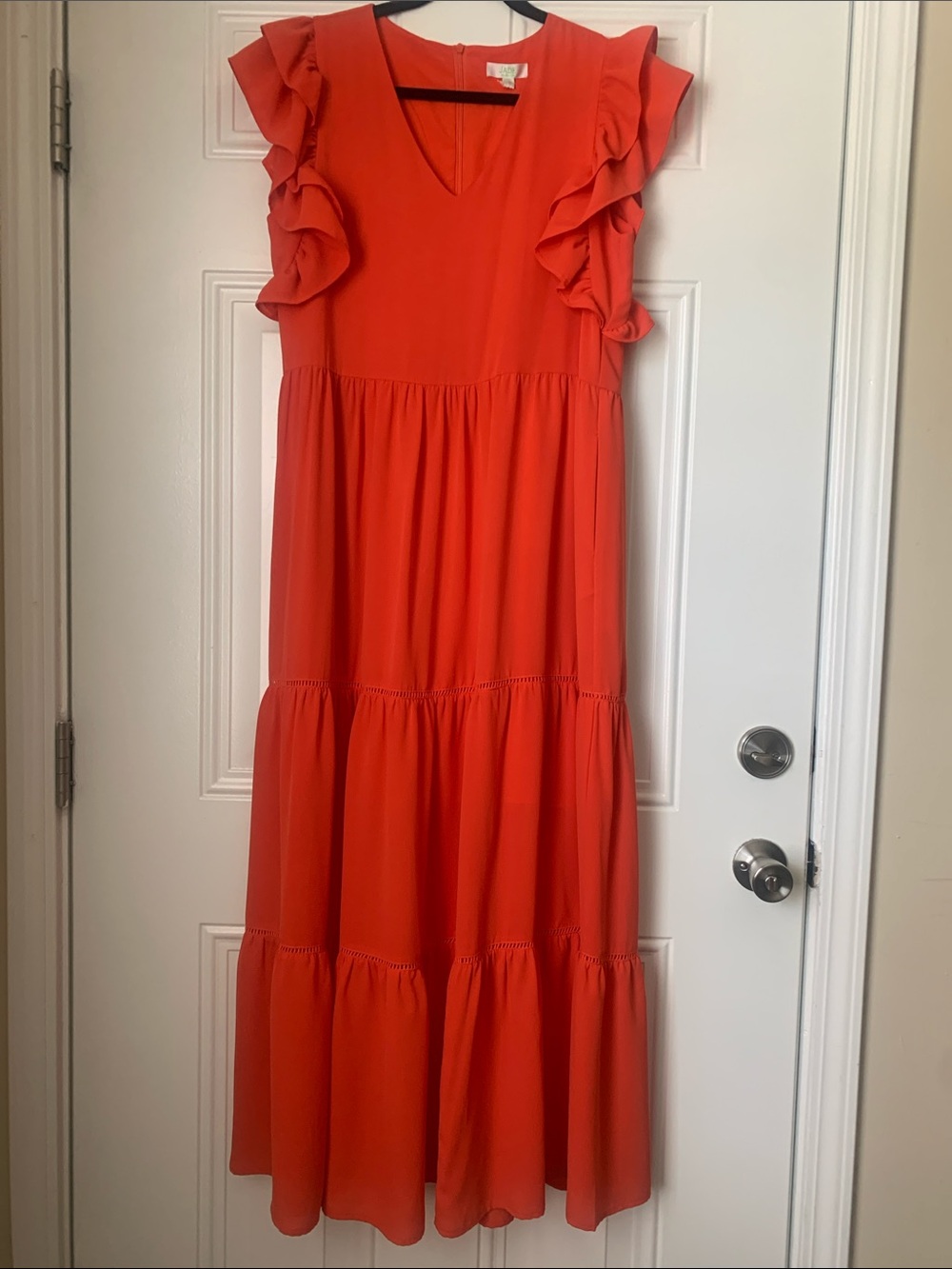 NWT Jade Melody Tam Timeless Poppy Red Maxi Dress with Ruffle Sleeves Size M